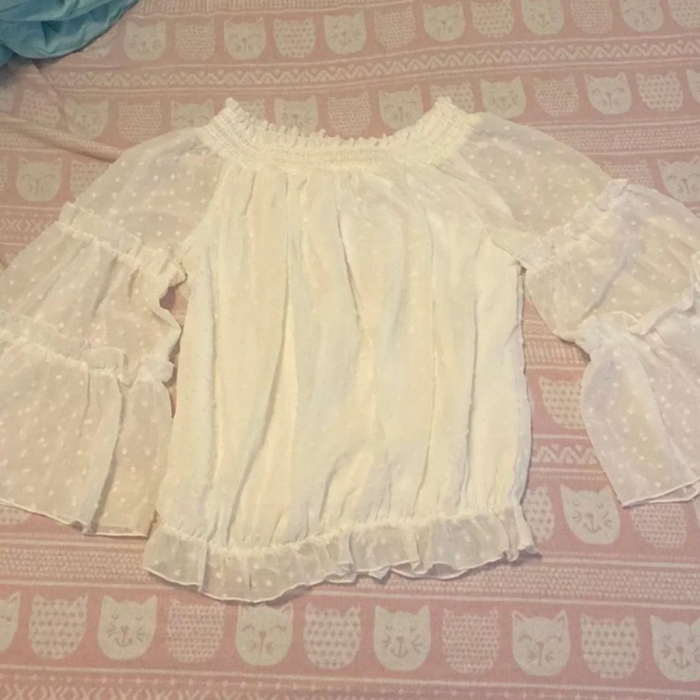 Francesca Long Sleeve Off Shoulder White Top